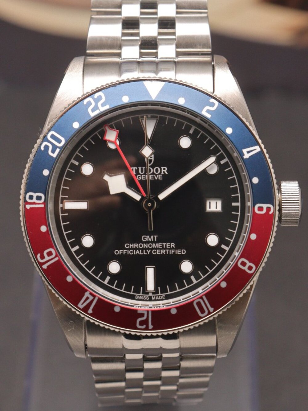 Customs Mod Tudor GMT Pepsi Bezel Black Dial Automatic Men's Watch.